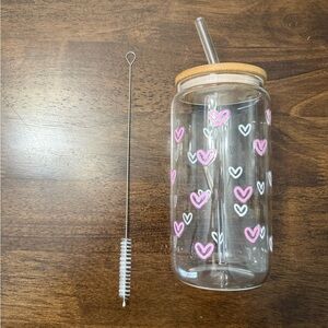 Pink Hearts glass cup